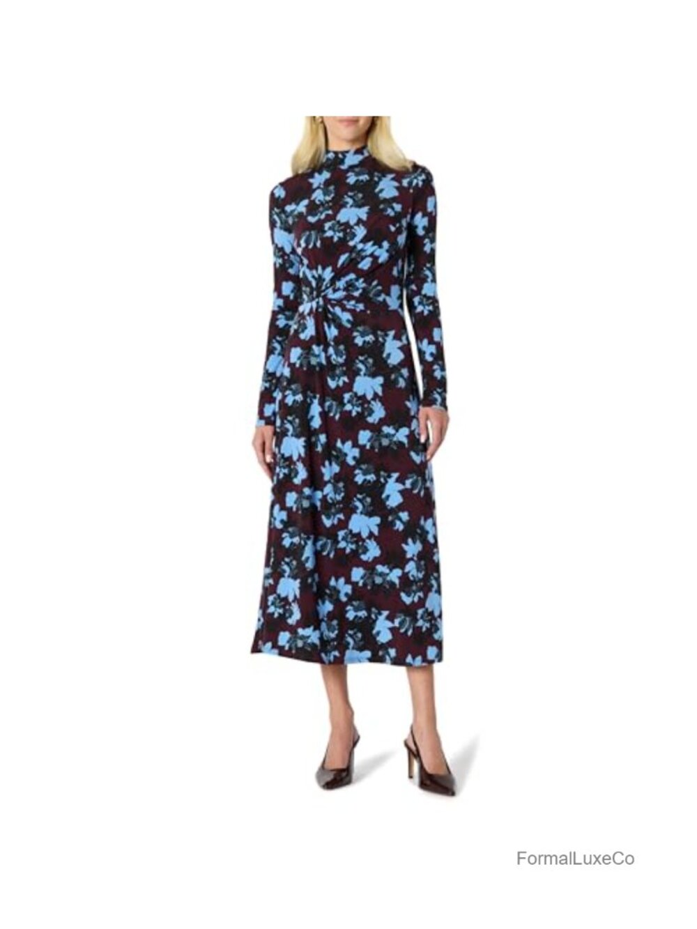 Women's Fit and Flare Long Sleeve Maxi Dress Stretch Jersey